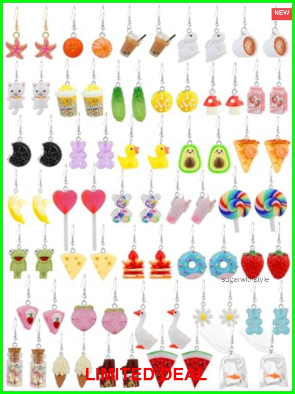 36 Pairs Resin Drop Dangle Earrings Set Cute Funky Aesthetic Gift for Women